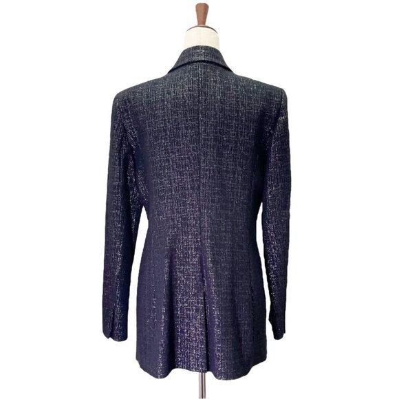 W By Worth Single Button Blazer Black & Silver Tweed Boyfriend Jacket Size 10 - Picture 3 of 13